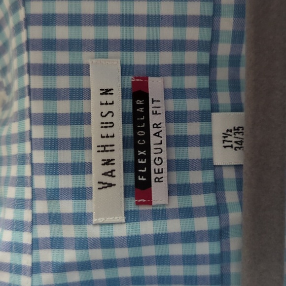 Neck 17½ Blue/Purple/White Van Heusen Button Up - Picture 2 of 5